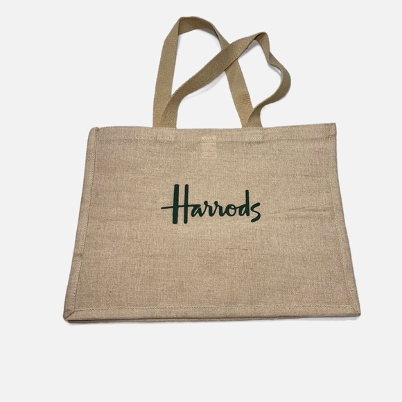 Harrods Handbags - Harrods London Natural Jute Cotton Spacious Tote Book Bag